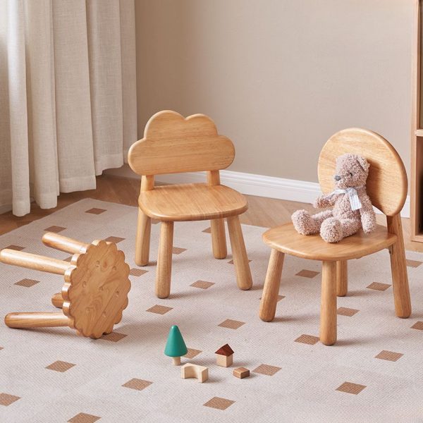 "Modern Simple Style Natural Finish Solid Color Wood Kids Chair"