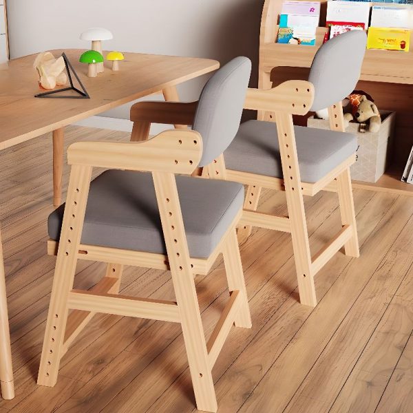 "Children's Chair with Upholstered Chair(s), Arms, Adjustable Height, Pine"