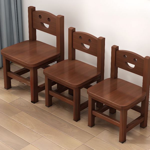 "Traditional Solid Color Stackable Brown / Natural Wood Children's Chair"