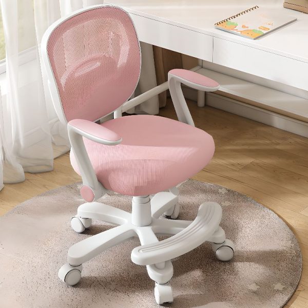 "Adjustable Height Kids Chair with Mesh Back and Lockable Wheels, Upholstered Chair(s), Arm Included/Not Included"