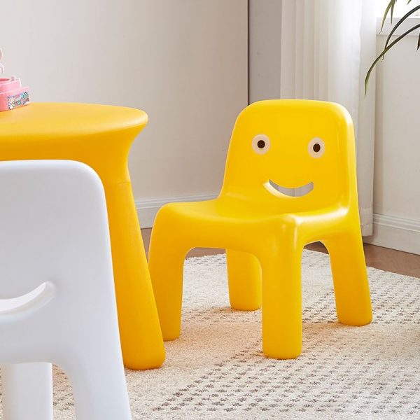 "Plastic Solid Color Kids Chair, Patterned Chair Back & Four Legs"